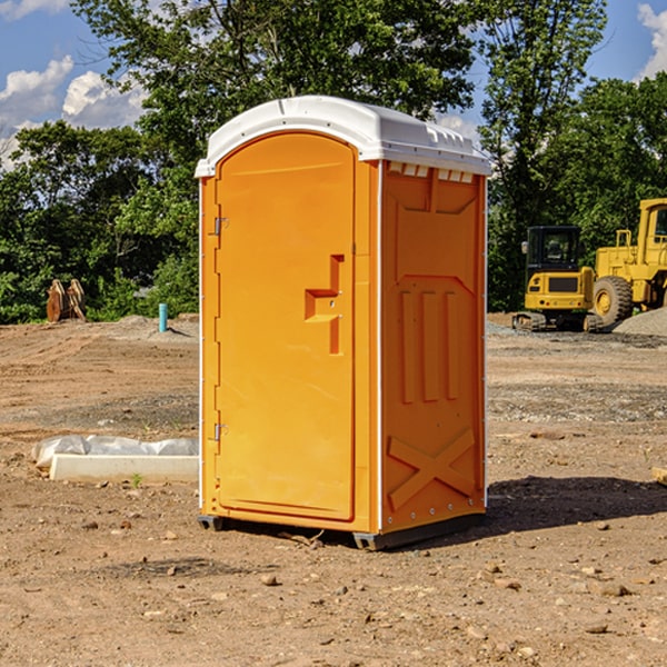 can i customize the exterior of the porta potties with my event logo or branding in Camanche Village